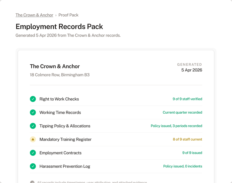 Employment Records proof pack